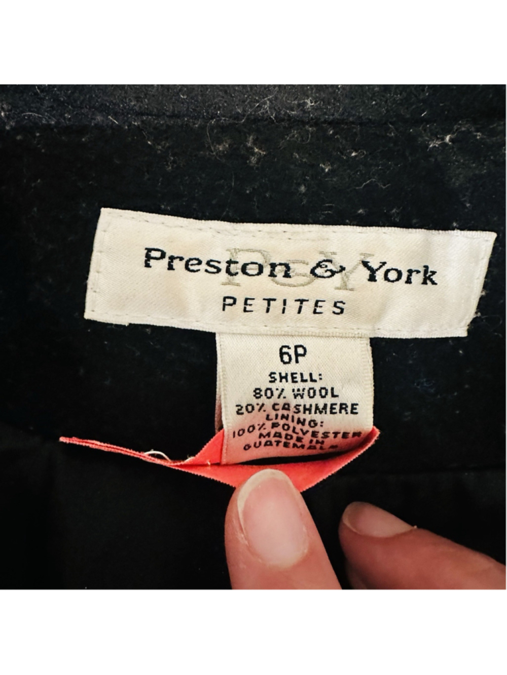 Preston & York Vintage Wool Cashmere Long Coat Black Womens Size 6P Petite - Picture 3 of 5